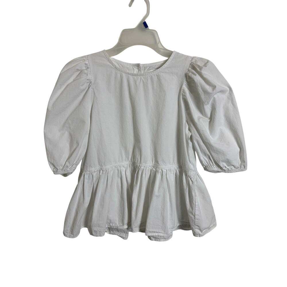 Milkmaid Cottage White Puff Sleeve Peplum Top Size XS Coquette Romantic Spring